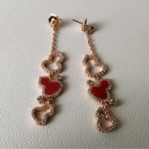 Elegant Red and Gold Heart Drop Earrings